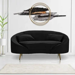 Canapé en tissu 2 places Oslo 148 x 84 x 68 cm (Noir et doré)