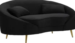 Canapé en tissu 2 places Oslo 148 x 84 x 68 cm (Noir et doré)