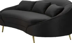 Canapé en tissu 3 places Oslo 185 x 84 x 68 cm (Noir et doré)