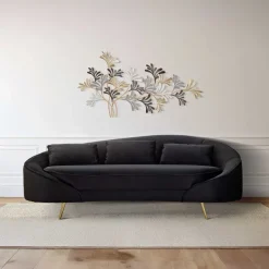 Canapé en tissu 3 places Oslo 185 x 84 x 68 cm (Noir et doré)