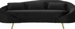 Canapé en tissu 3 places Oslo 185 x 84 x 68 cm (Noir et doré)