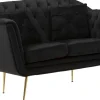 Canapé 2 places en tissu capitonné avec coussins Budapest 130 x 83 x 91 cm (Noir)