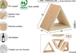 Casier à bouteilles triangulaire en pin Prisma