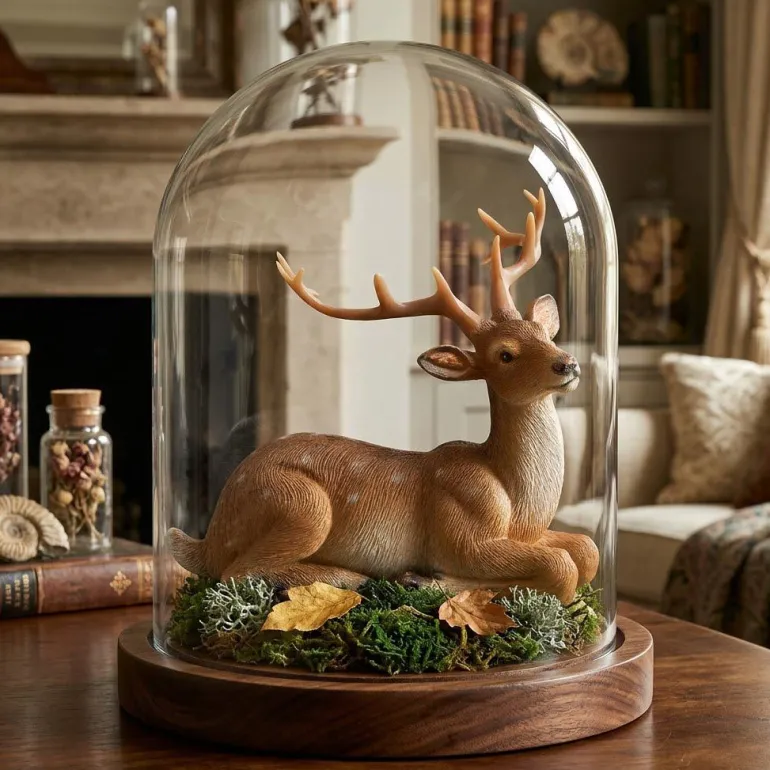 Cerf couché en résine