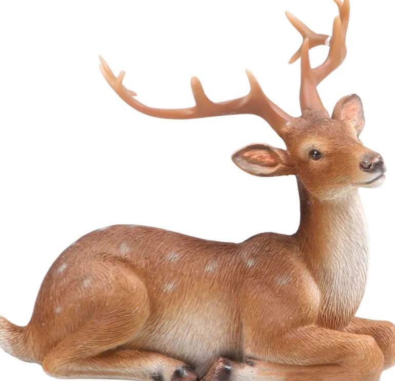 Cerf couché en résine