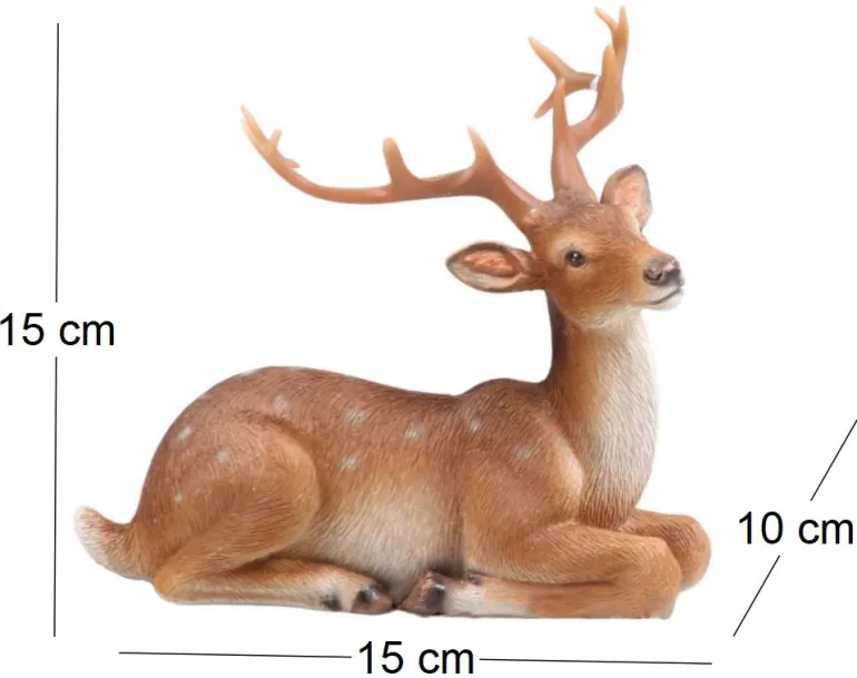 Cerf couché en résine