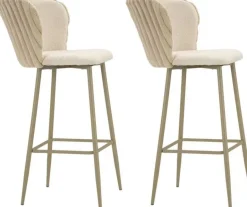 Chaise de bar en tissu et métal Alaska (Lot de 2) (Crème)