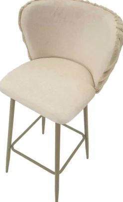Chaise de bar en tissu et métal Alaska (Lot de 2) (Crème)
