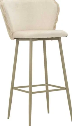 Chaise de bar en tissu et métal Alaska (Lot de 2) (Crème)