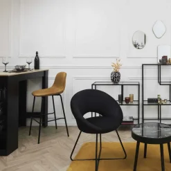 Chaise de bar en velours cotelé Giulia (Jaune)