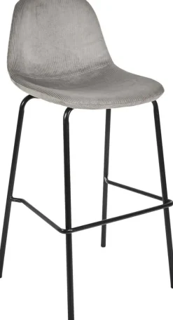 Chaise de bar en velours côtelé Giulia gris (Lot de 2)