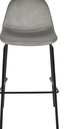 Chaise de bar en velours côtelé Giulia gris (Lot de 2)
