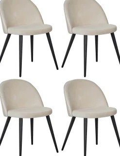 Chaise en velours avec pieds en acier Velvet (Lot de 4)