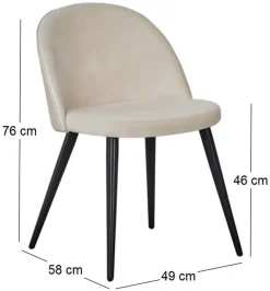 Chaise en velours avec pieds en acier Velvet (Lot de 2) (Beige)