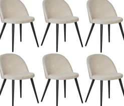 Chaise en velours avec pieds en acier Velvet (Lot de 6)