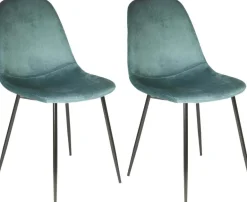 Chaise en velours côtelé Giulia (Lot de 2) (Bleu canard)
