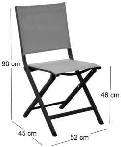 Chaise jardin pliante en aluminium Thema (Graphite, Perle )