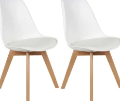 Chaise scandinave avec assise rembourrée (Lot de 2) (Blanc)