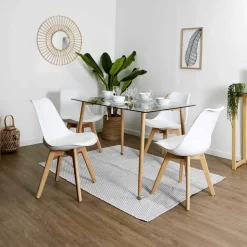 Chaise scandinave avec assise rembourrée (Lot de 2) (Blanc)