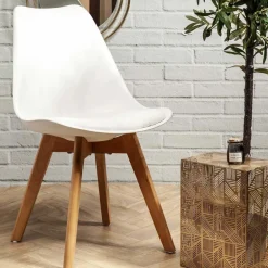 Chaise scandinave avec assise rembourrée (Lot de 2) (Blanc)