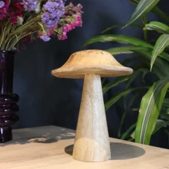 Champignon déco en manguier (15 x 12 cm)