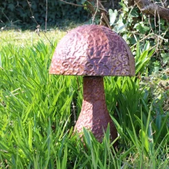 Champignon rond décoratif en acier rouillé 53 x 39 cm