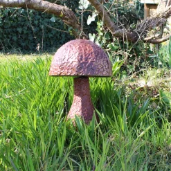 Champignon rond décoratif en acier rouillé 53 x 39 cm