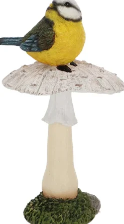 Champignons assortis avec oiseau en polyrésine (Lot de 3) (Taille L)