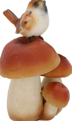 Champignons assortis avec oiseau en polyrésine (Lot de 3) (Taille S)
