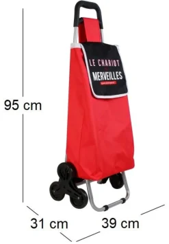 Chariot shopping en polyester 6 roues (Rouge)
