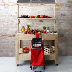 Chariot shopping en polyester 6 roues (Rouge)