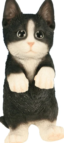 Chaton noir debout en résine 22 cm