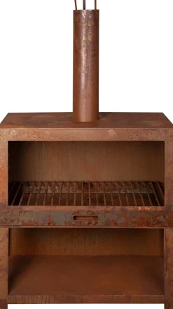 Cheminée d'extérieur avec bûcher intégré (Rouillé)