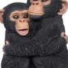 Chimpanzés enlacés en résine 35 cm