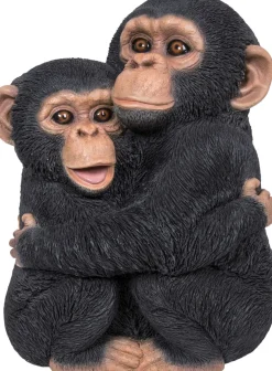 Chimpanzés enlacés en résine 35 cm