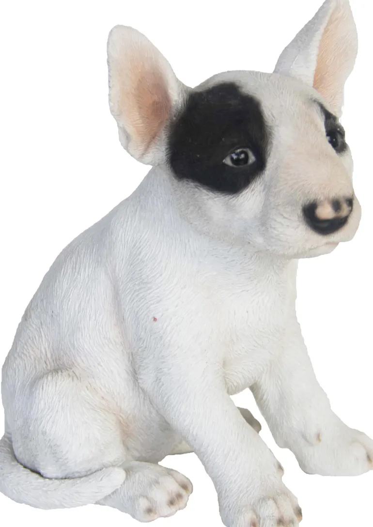 Chiot bull terrier assis en résine 18 cm