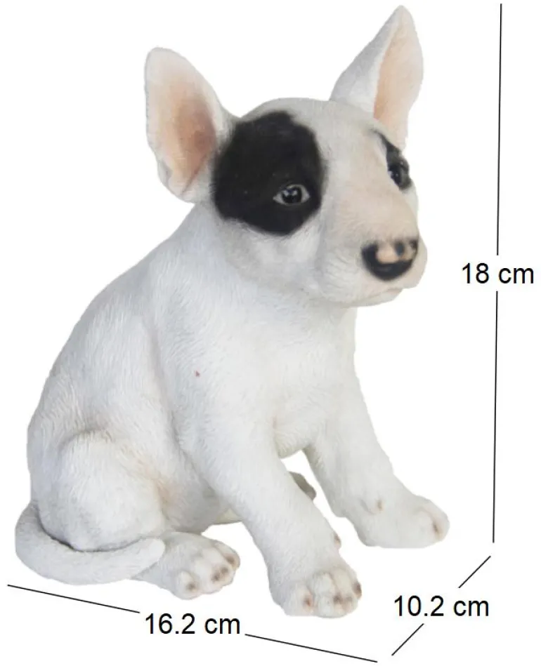 Chiot bull terrier assis en résine 18 cm