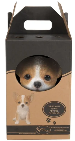 Chiot chihuahua assis en résine 16 cm