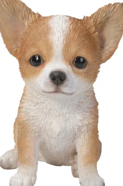 Chiot chihuahua assis en résine 16 cm