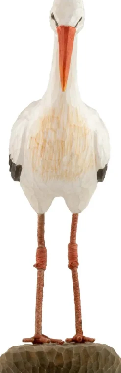 Cigogne en bois sculptée à la main 16 x 6.5 x 21 cm