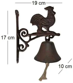Cloche carillon fonte Coq 19 x 10 x 17 cm