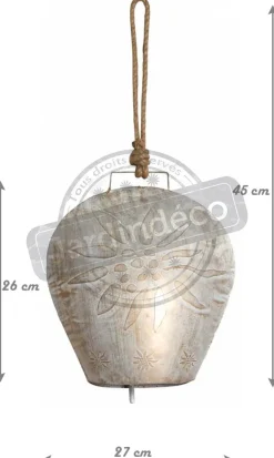 Cloche Edelweiss en métal blanchi (26 cm)