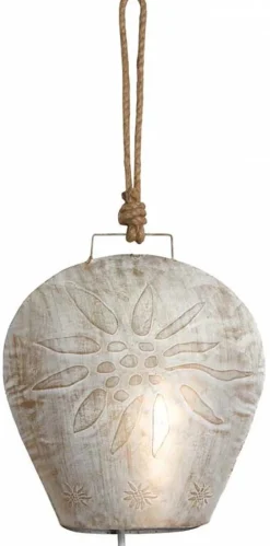 Cloche Edelweiss en métal blanchi (26 cm)