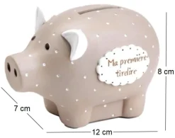 Cochon tirelire Ma première tirelire (Taupe)