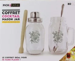 Coffret cocktail Mason jar ustensiles et recettes