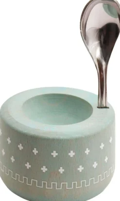 Coffret coquetier en bois Piou Piou (Vert d'eau)