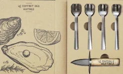 Coffret couteau à huitres et 4 fourchettes en acier inoxydable