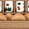Coffret 4 gobelets et sous tasses Nature