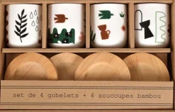 Coffret 4 gobelets et sous tasses Nature