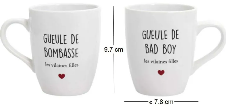 Coffret 2 mugs inscriptions humour